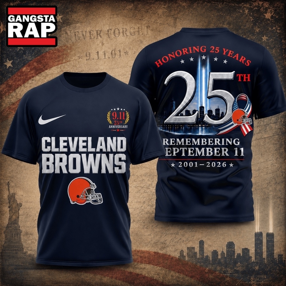 Cleveland Browns NFL Honoring 25 Years Remembering September 11 T Shirt, Football New Design Shirt Cleveland Browns Nfl Honoring 25 Years Remembering September 11 T Shirt