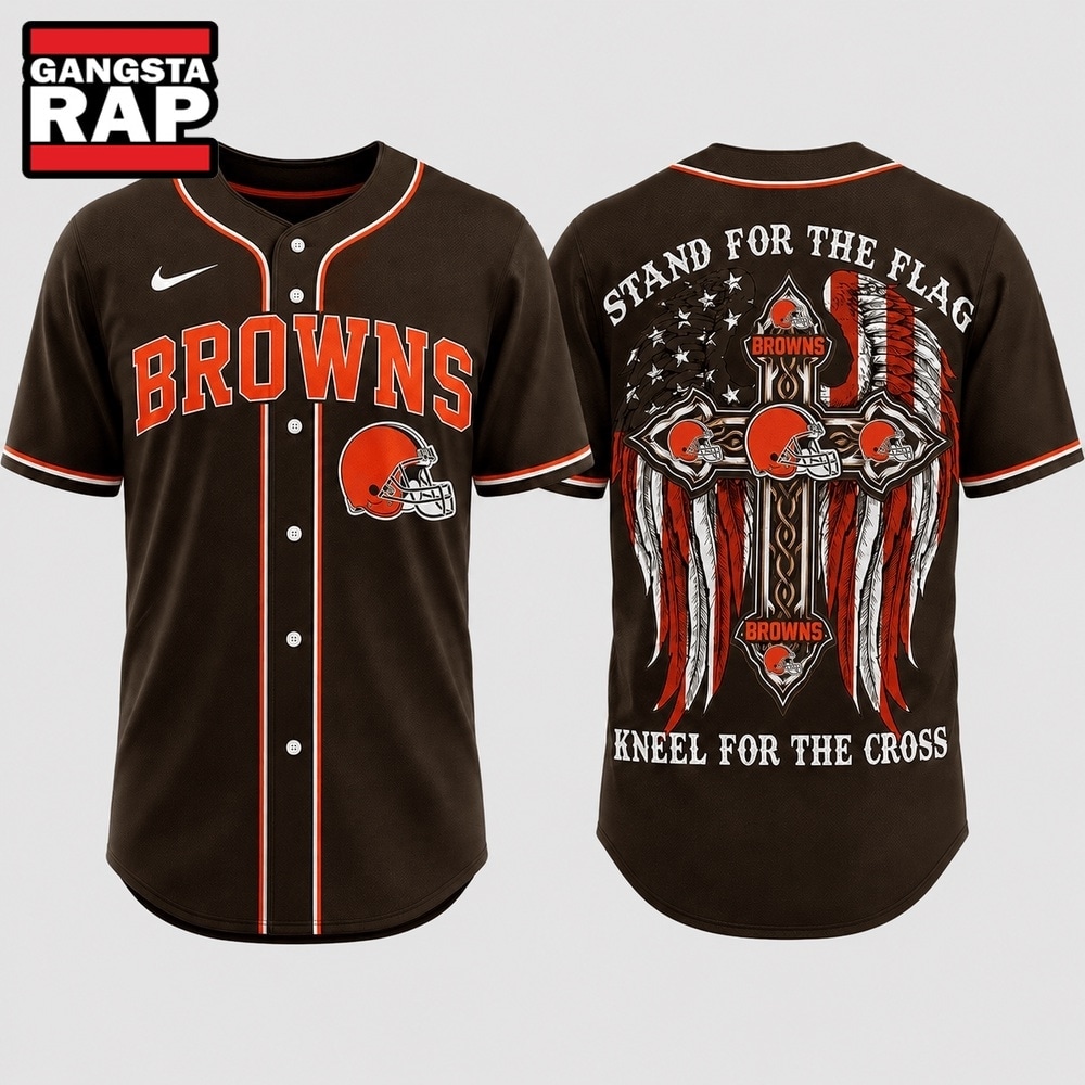 Cleveland Browns NFL Stand For The Flag Kneel For The Cross Baseball Jersey Shirt , NFL Baseball Jersey Cleveland Browns NFL Stand For The Flag Kneel For The Cross Baseball Jersey Shirt , NFL Baseball Jersey
