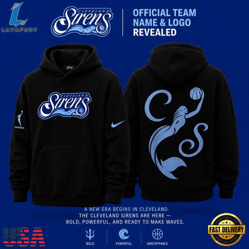 Cleveland Sirens 2028 WNBA Primary Logo Black Hoodie