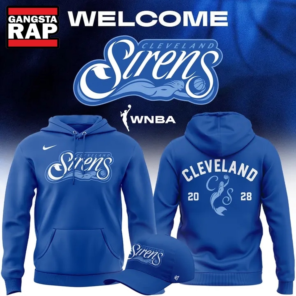 Cleveland Sirens 2028 WNBA Primary Logo Blue Hoodie . Trending 3D Shirt Cleveland Sirens 2028 Wnba Primary Logo Blue Hoodie