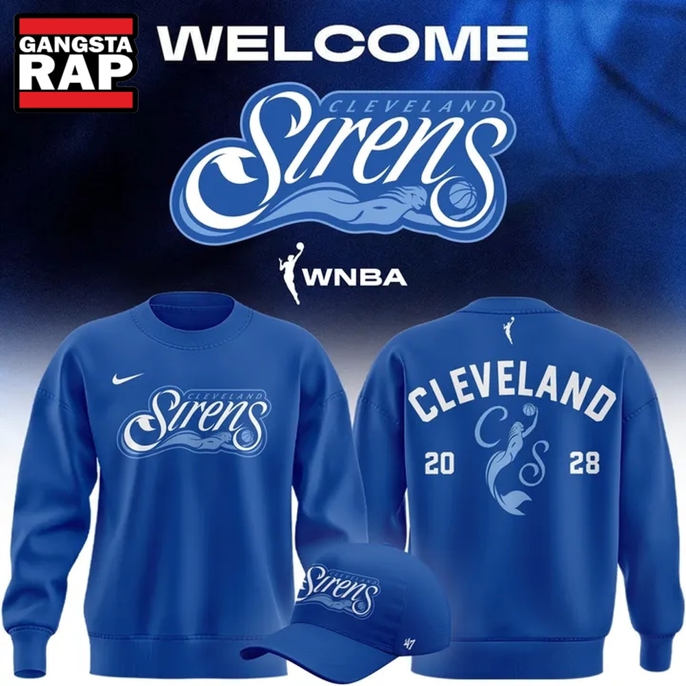 Cleveland Sirens 2028 WNBA Primary Logo Blue Sweatshirt . Trending 3D Shirt Cleveland Sirens 2028 Wnba Primary Logo Blue Sweatshirt