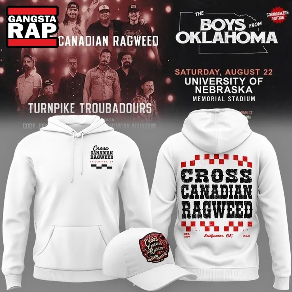 Cross Canadian Ragweed x Nebraska 2026 White Hoodie, Trending 3D Music Shirt Cross Canadian Ragweed x Nebraska 2026 White Hoodie, Trending 3D Music Shirt