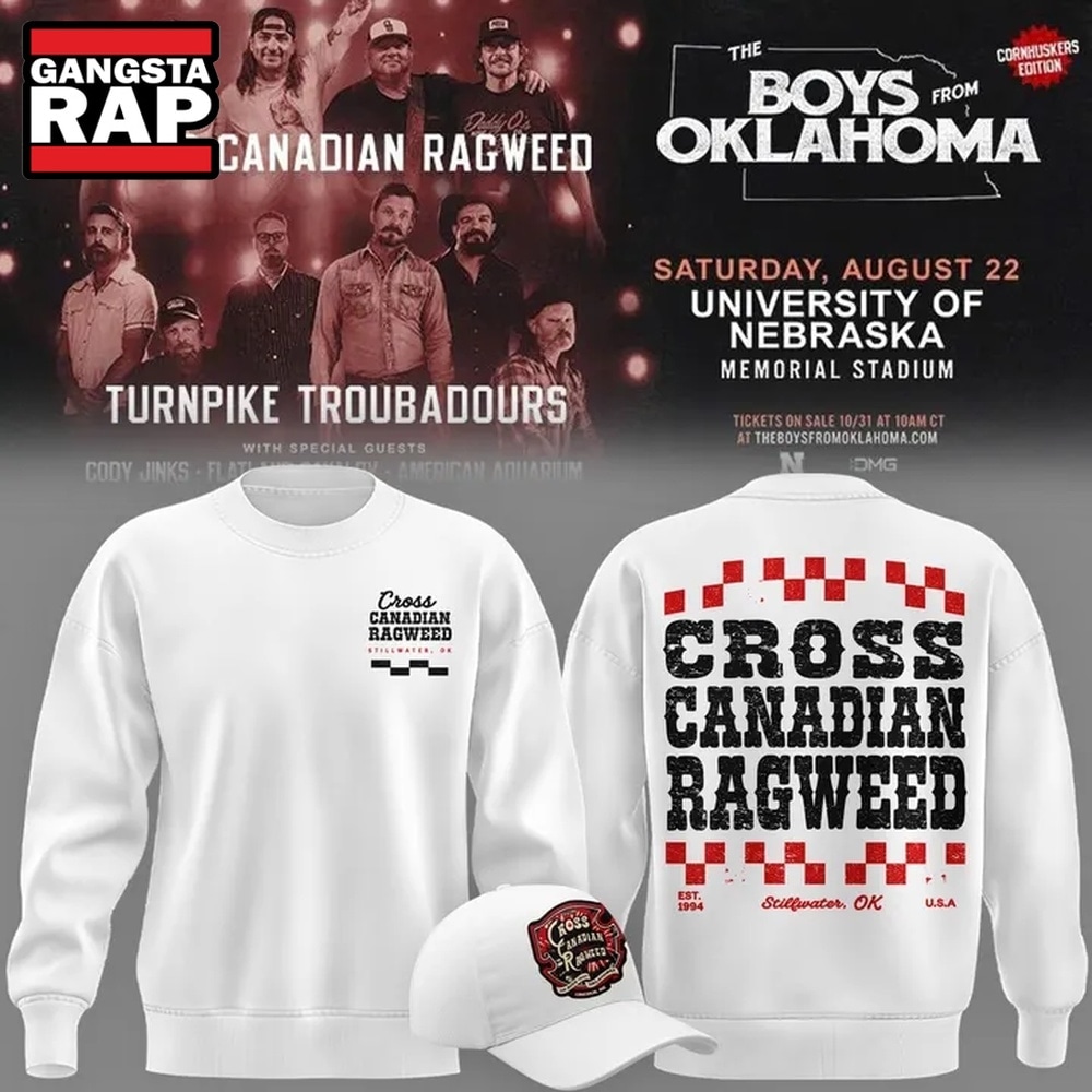 Cross Canadian Ragweed x Nebraska 2026 White Sweatshirt, Trending 3D Music Shirt Cross Canadian Ragweed x Nebraska 2026 White Sweatshirt, Trending 3D Music Shirt