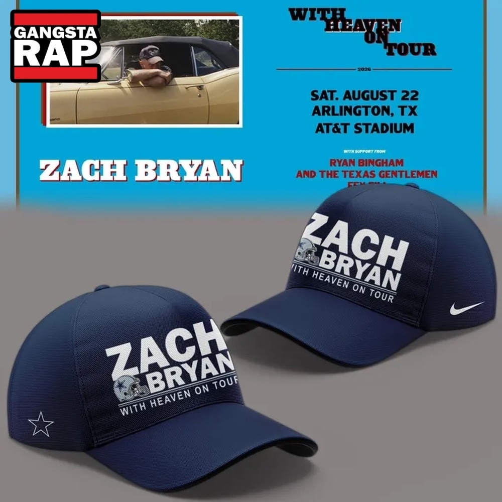 Dallas Cowboy x Zach Bryan With Heaven On Tour 2026 Cap, Trendy Music Baseball Cap Dallas Cowboy X Zach Bryan With Heaven ON Tour 2026 Cap