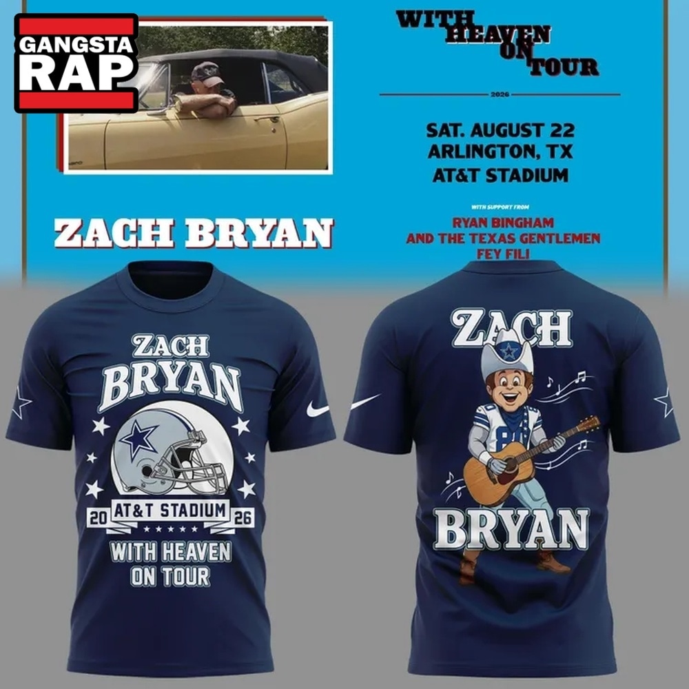 Dallas Cowboy x Zach Bryan With Heaven On Tour 2026 T Shirt, Trending 3D Music Shirt Dallas Cowboy x Zach Bryan With Heaven On Tour 2026 T Shirt, Trending 3D Music Shirt