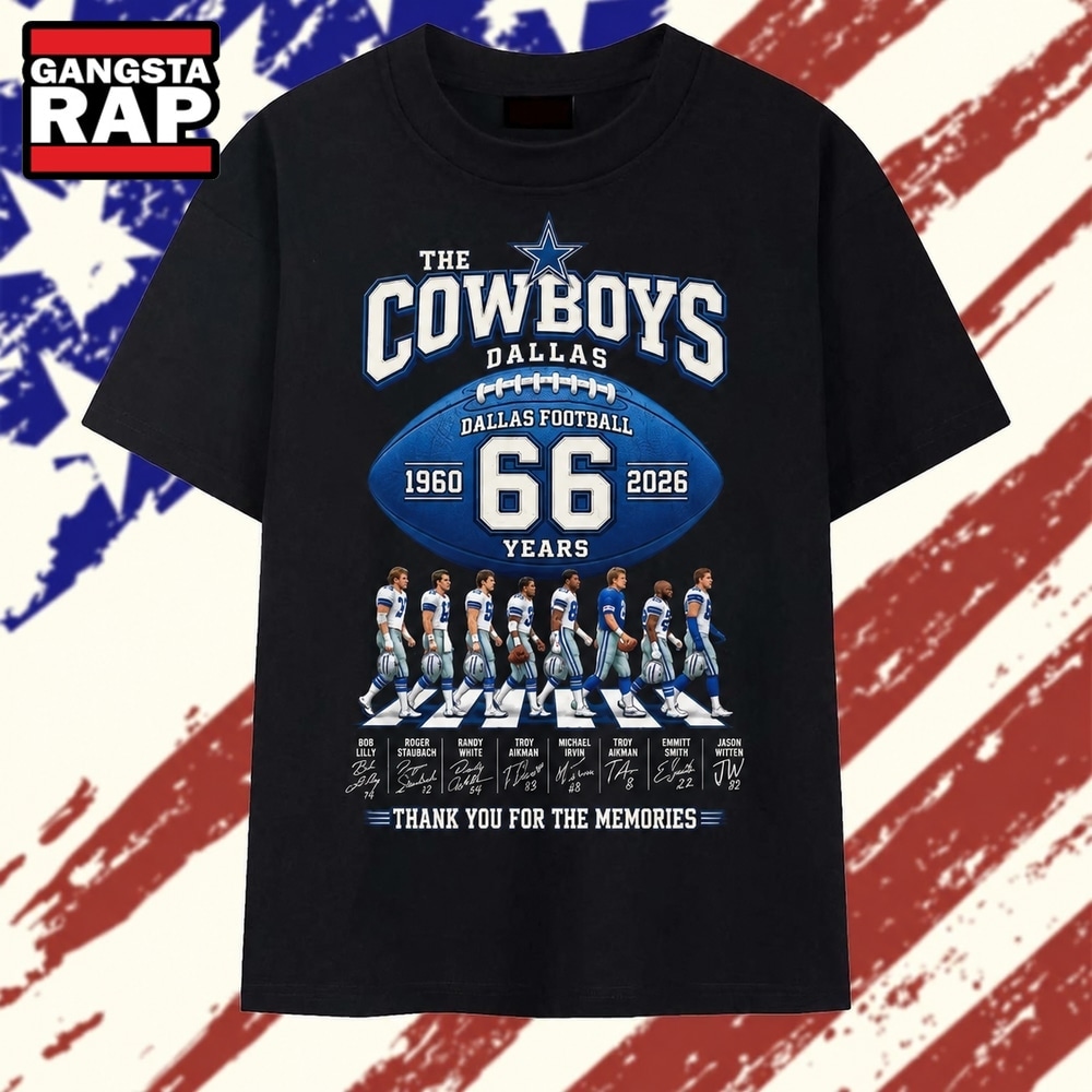 Dallas Cowboys 66th Anniversary 1960 2026 Signatures Football T Shirt , Trending 2D Shirt Dallas Cowboys 66th Anniversary 1960 2026 Signatures Football T Shirt