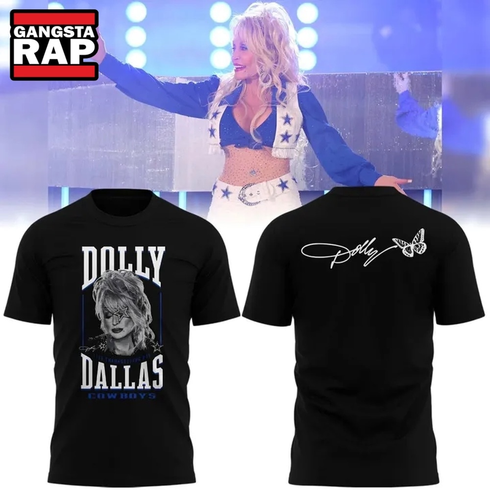Dallas Cowboys Dolly Parton Signature Black T Shirt, Trending 3D Music Shirt Dallas Cowboys Dolly Parton Signature Black T Shirt, Trending 3D Music Shirt