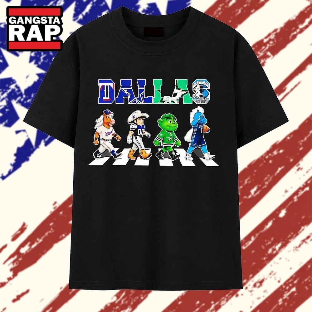 Dallas Rangers Cowboys Stars and Mavericks mascot road on corsswark T Shirt, Trending 2D Shirt Dallas Rangers Cowboys Stars and Mavericks mascot road on corsswark T Shirt, Trending 2D Shirt