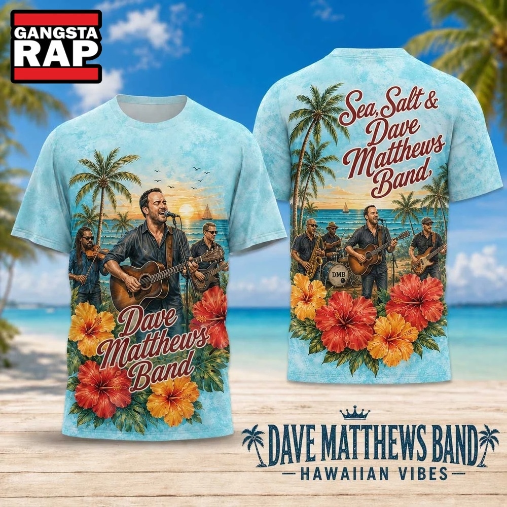 Dave Matthews Band Hawaiian Vibes Sunset Palm and Hibiscus 2026 3D Shirt , Trending 3D Music Shirt Dave Matthews Band Hawaiian Vibes Sunset Palm And Hibiscus 2026 3D Shirt