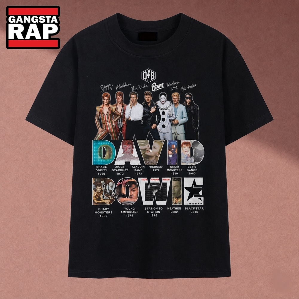 David Bowie Eras Albums Discography Vintage Graphic T Shirt, Music 2D Shirt David Bowie Eras Albums Discography Vintage Graphic T Shirt