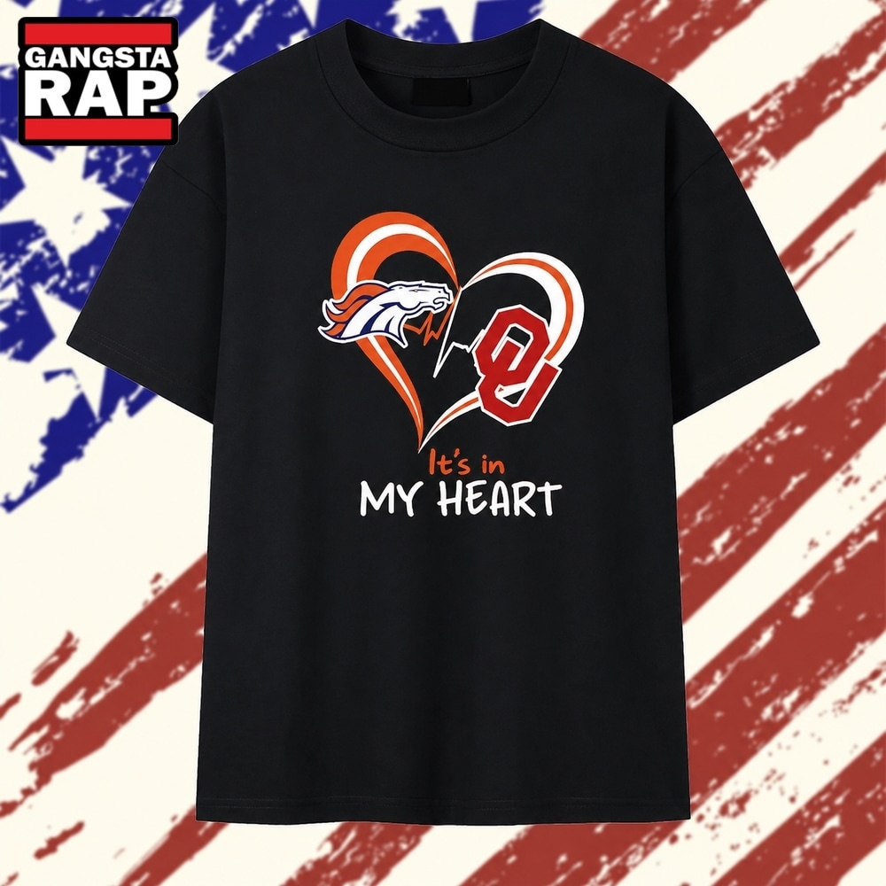 Denver Broncos and Oklahoma Sooners it’s in my heart T Shirt , Vintage Trending Shirt Denver Broncos and Oklahoma Sooners it’s in my heart T Shirt , Vintage Trending Shirt