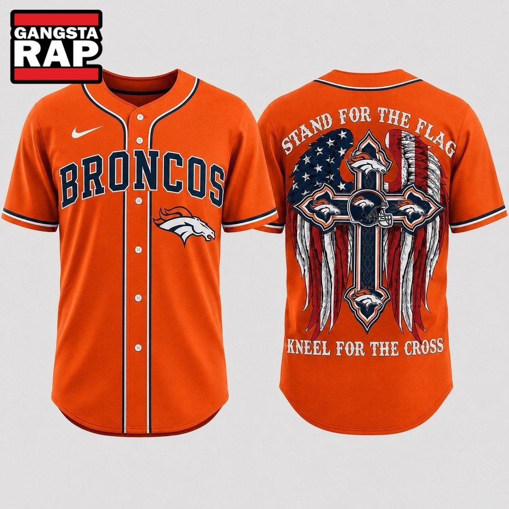 Denver Broncos NFL Stand For The Flag Kneel For The Cross Baseball Jersey Shirt , NFL Baseball Jersey Denver Broncos NFL Stand For The Flag Kneel For The Cross Baseball Jersey Shirt , NFL Baseball Jersey
