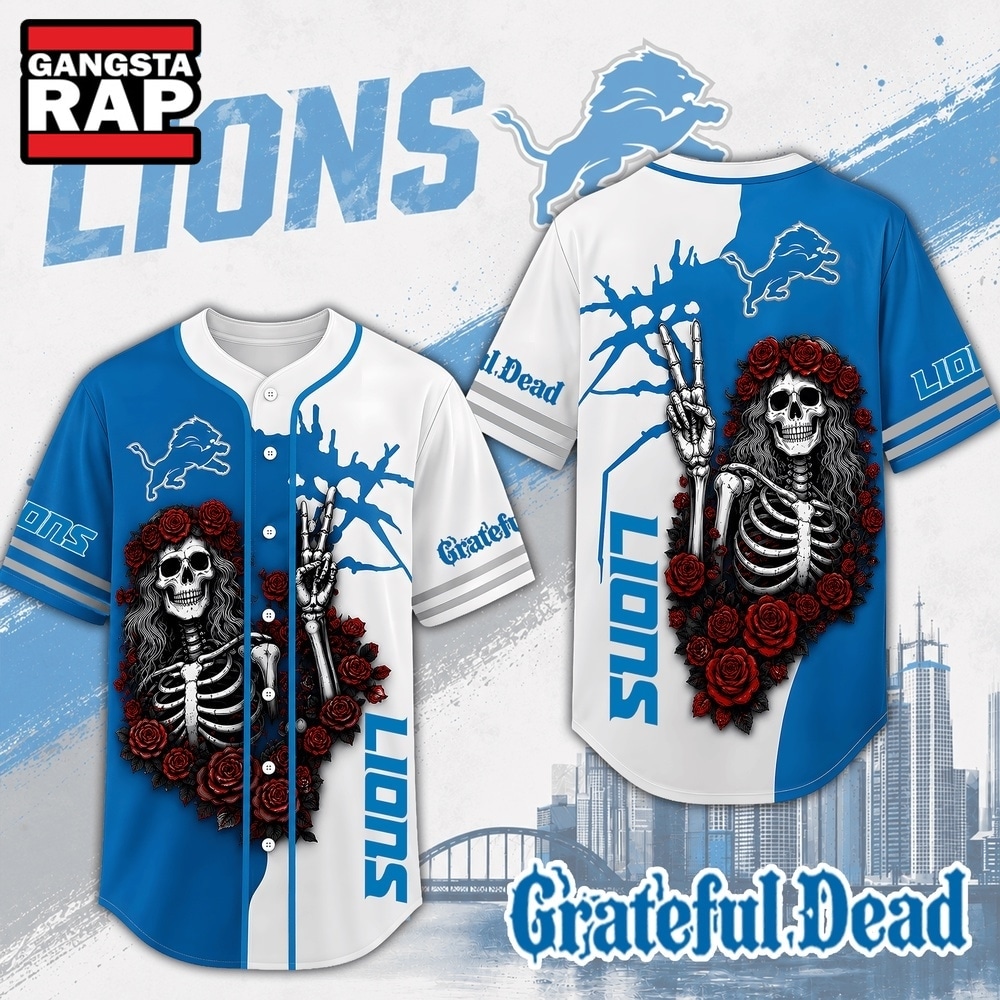 Detroit Lions NFL Game Day Grateful Dead Baseball Jersey Shirt, NFL Baseball Jersey Detroit Lions Nfl Game Day Grateful Dead Baseball Jersey Shirt