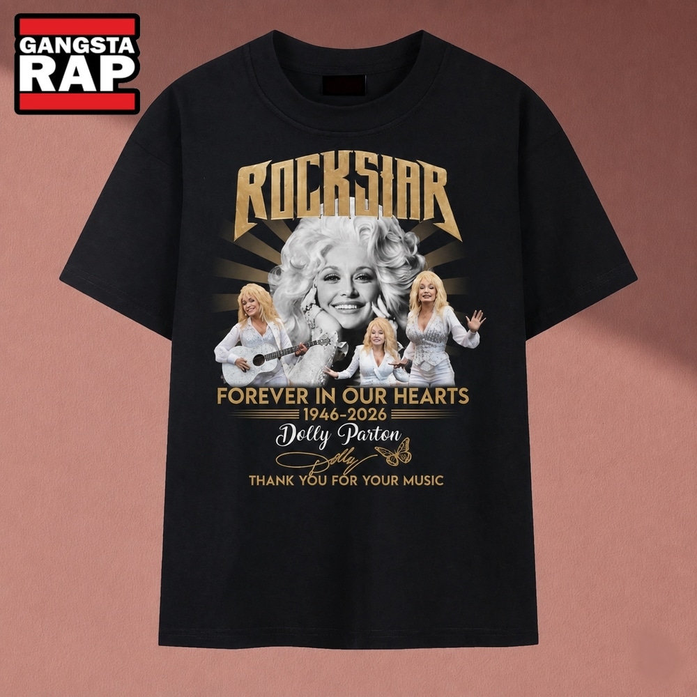 Dolly Parton Rockstar Vintage Gold Collage Graphic T Shirt, Music 2D Shirt Dolly Parton Rockstar Vintage Gold Collage Graphic T Shirt