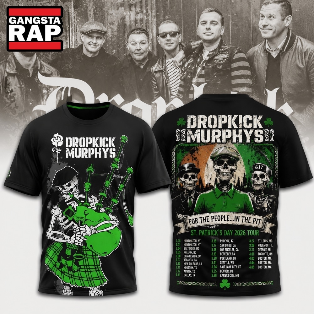 Dropkick Murphys ST.Patrick’s Day 2026 Tour T Shirt , Trending 3D Music Shirt Dropkick Murphys ST Patrick S Day 2026 Tour T Shirt