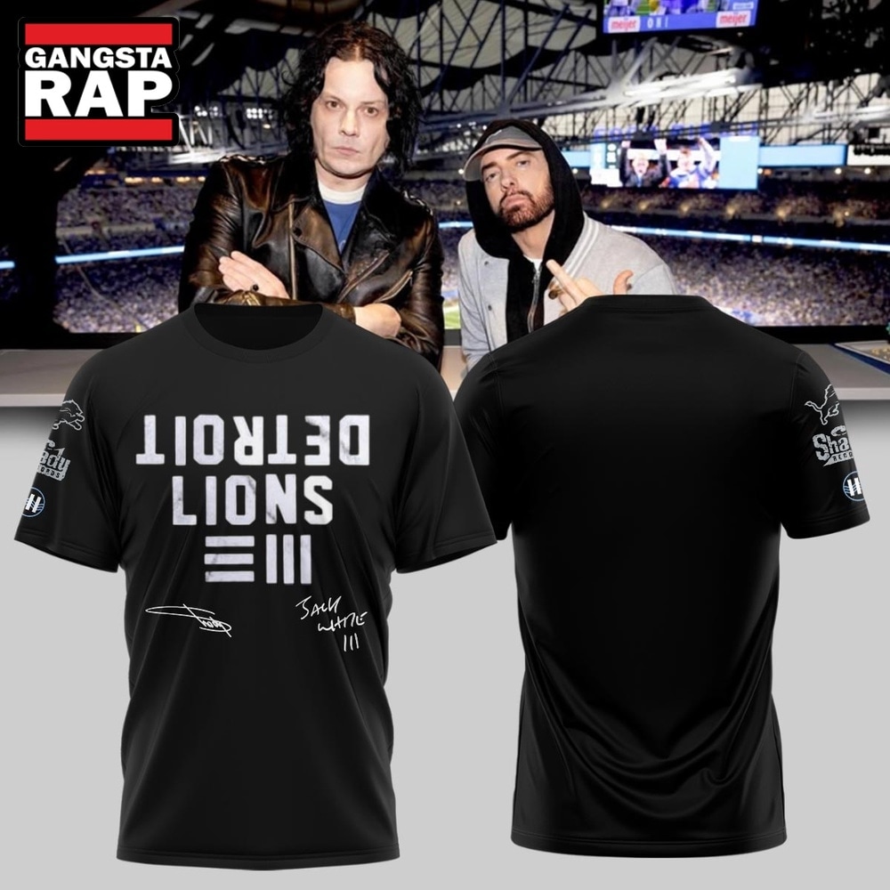 Eminem x Detroit Lions Signature Limited Edition Black T Shirt , Trending 3D Music Shirt Eminem X Detroit Lions Signature Limited Edition Black T Shirt