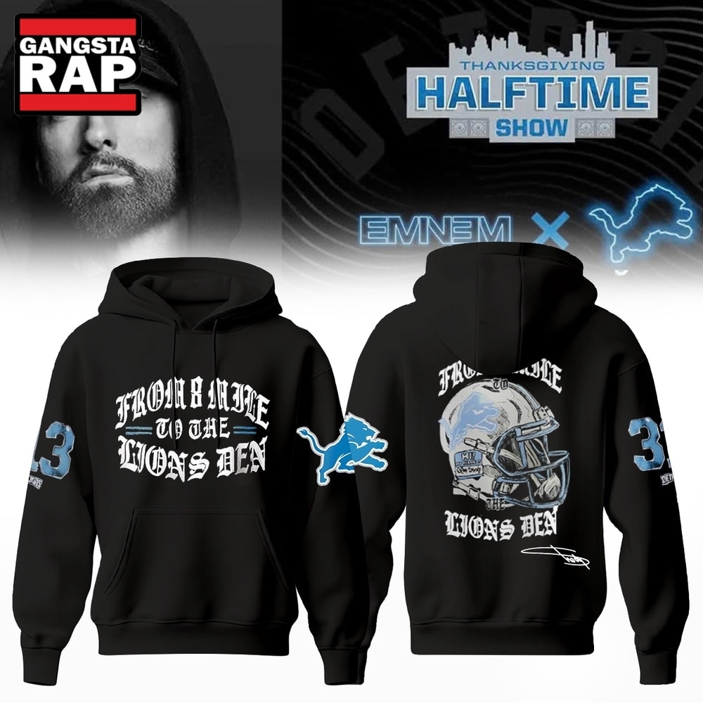 Eminem x Detroit Lions Signature Thanksgiving Halftime Show Hoodie , Trending 3D Music Shirt Eminem X Detroit Lions Signature Thanksgiving Halftime Show Hoodie