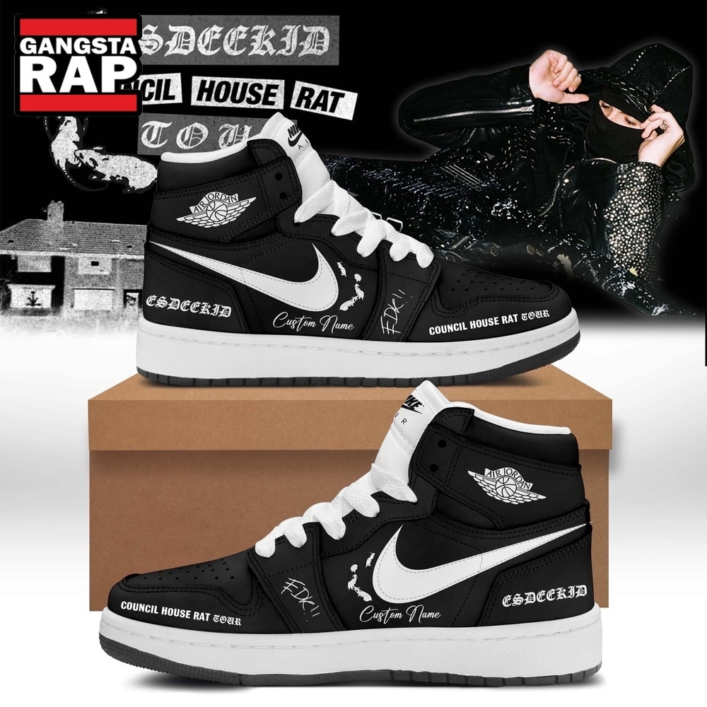 EsDeeKid Council House Rat Tour 2026 Black Air Jordan 1 Hightop Shoes , Trending Music Shoes EsDeeKid Council House Rat Tour 2026 Black Air Jordan 1 Hightop Shoes , Trending Music Shoes