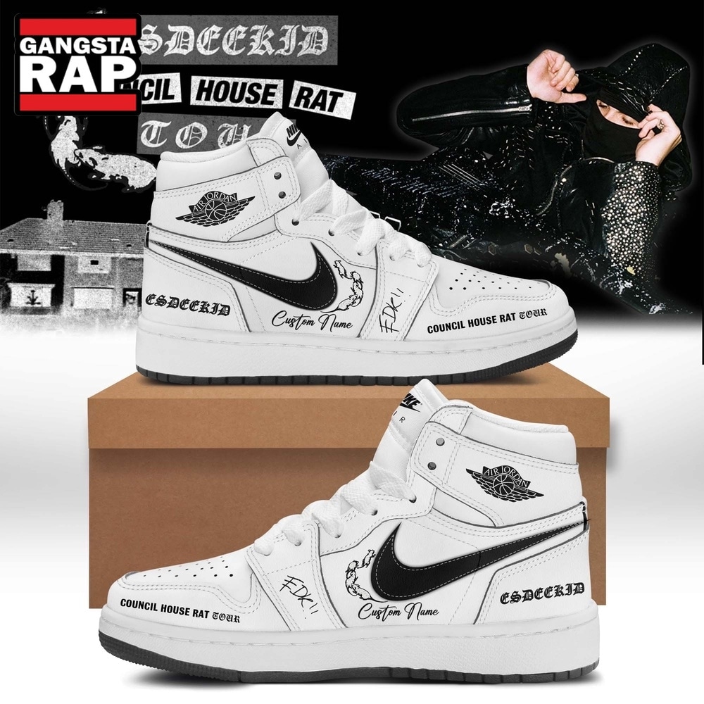 EsDeeKid Council House Rat Tour 2026 White Air Jordan 1 Hightop Shoes , Trending Music Shoes EsDeeKid Council House Rat Tour 2026 White Air Jordan 1 Hightop Shoes , Trending Music Shoes