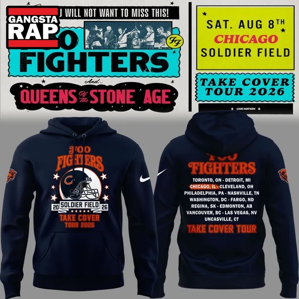 Exclusive Foo Fighters x Chicago Bears, Take Cover Tour 2026 Hoodie , Music Trend Shirt Exclusive Foo Fighters X Chicago Bears Take Cover Tour 2026 Hoodie