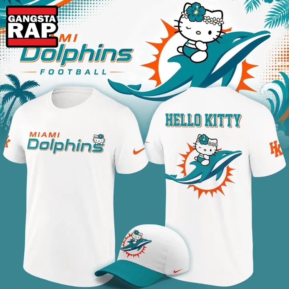 Exclusive Miami Dolphins x Hello Kitty 2026 White T Shirt , Music Trend Shirt Exclusive Miami Dolphins x Hello Kitty 2026 White T Shirt , Music Trend Shirt
