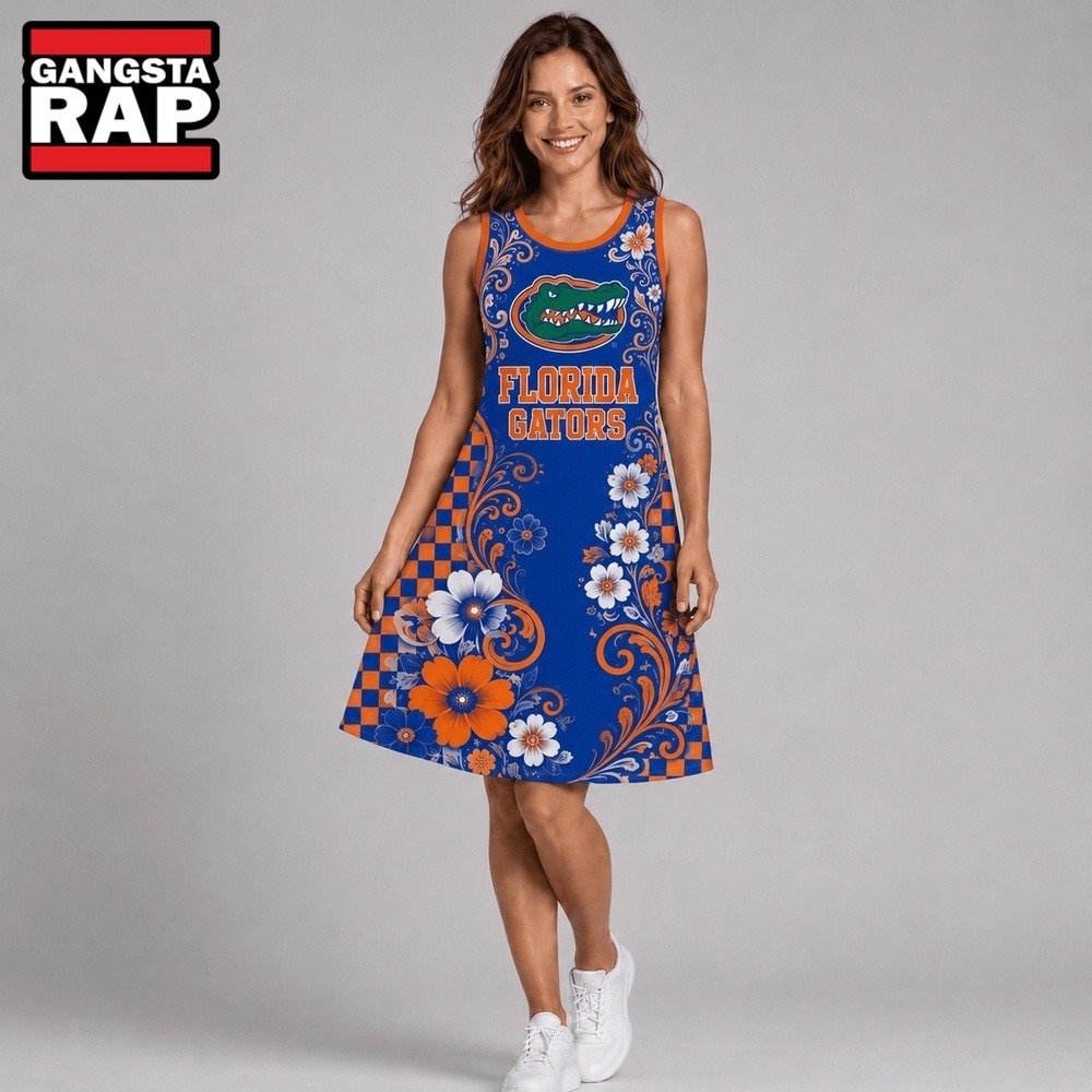 Florida Gators NCAA Sporty Floral Elegance Women’s Sleeveless Dress, NCAA Women Dress Shirt Florida Gators Ncaa Sporty Floral Elegance Women S Sleeveless Dress