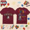 Florida State Seminoles NCAA Autism Awareness Puzzle Ribbon T Shirt , NCAA 3D Shirt Florida State Seminoles Ncaa Autism Awareness Puzzle Ribbon T Shirt