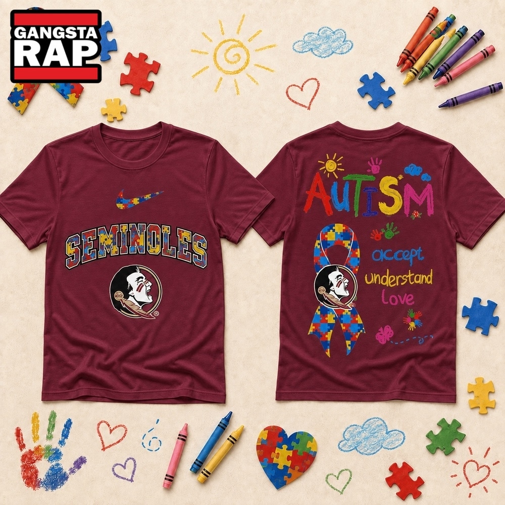 Florida State Seminoles NCAA Autism Awareness Puzzle Ribbon T Shirt , NCAA 3D Shirt Florida State Seminoles Ncaa Autism Awareness Puzzle Ribbon T Shirt