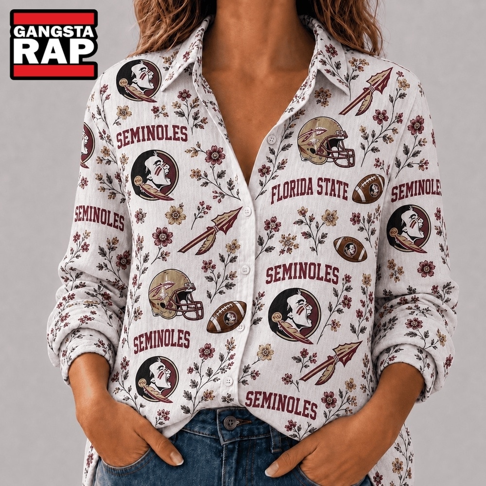 Florida State Seminoles NCAA College Spirit Blossoms Women Casual Shirt, NCAA Women Casual Shirt Florida State Seminoles Ncaa College Spirit Blossoms Women Casual Shirt