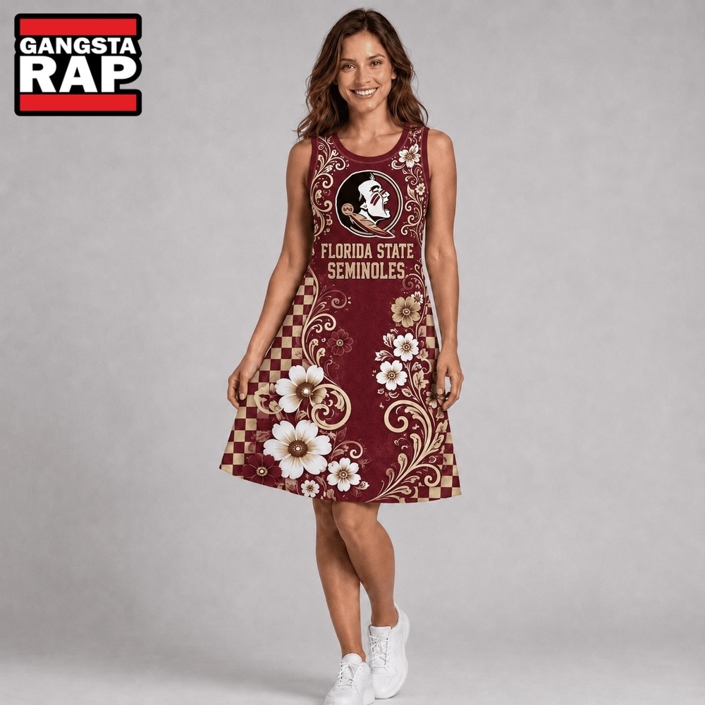 Florida State Seminoles NCAA Sporty Floral Elegance Women’s Sleeveless Dress, NCAA Women Dress Shirt Florida State Seminoles Ncaa Sporty Floral Elegance Women S Sleeveless Dress