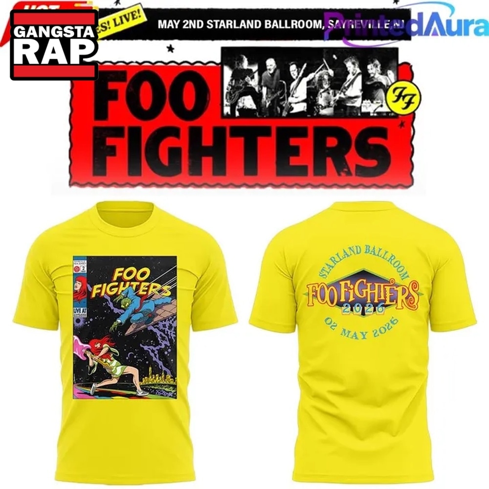 Foo Fighters Take Cover Tour 2026 Special New Yellow T Shirt , Music Trending 3D Shirt Foo Fighters Take Cover Tour 2026 Special New Yellow T Shirt