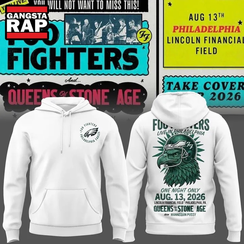 Foo Fighters x Philadelphia Eagles Take Cover Tour 2026 Hoodie , Trending 3D Music Shirt Foo Fighters X Philadelphia Eagles Take Cover Tour 2026 Hoodie