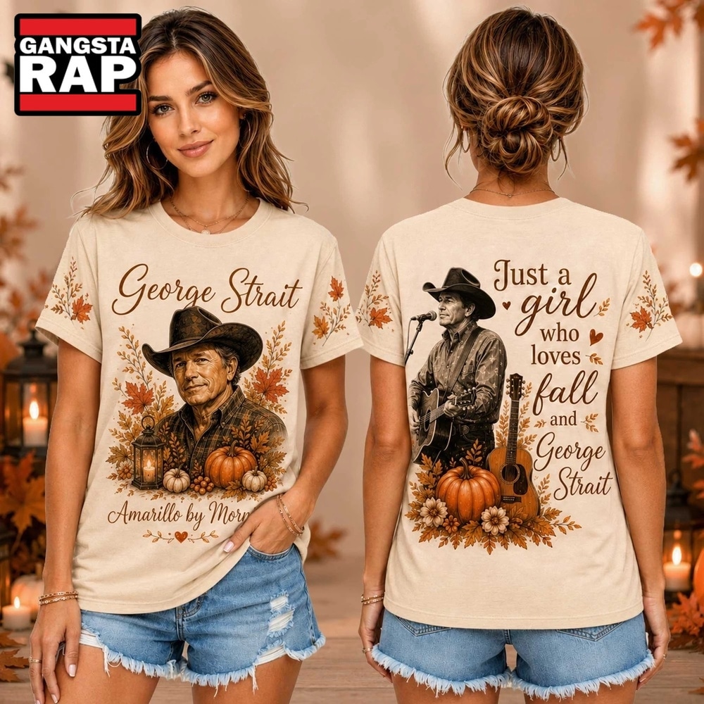 George Strait Autumn Pumpkin Portrait Unisex 3D Shirt , Music Trend Shirt George Strait Autumn Pumpkin Portrait Unisex 3D Shirt