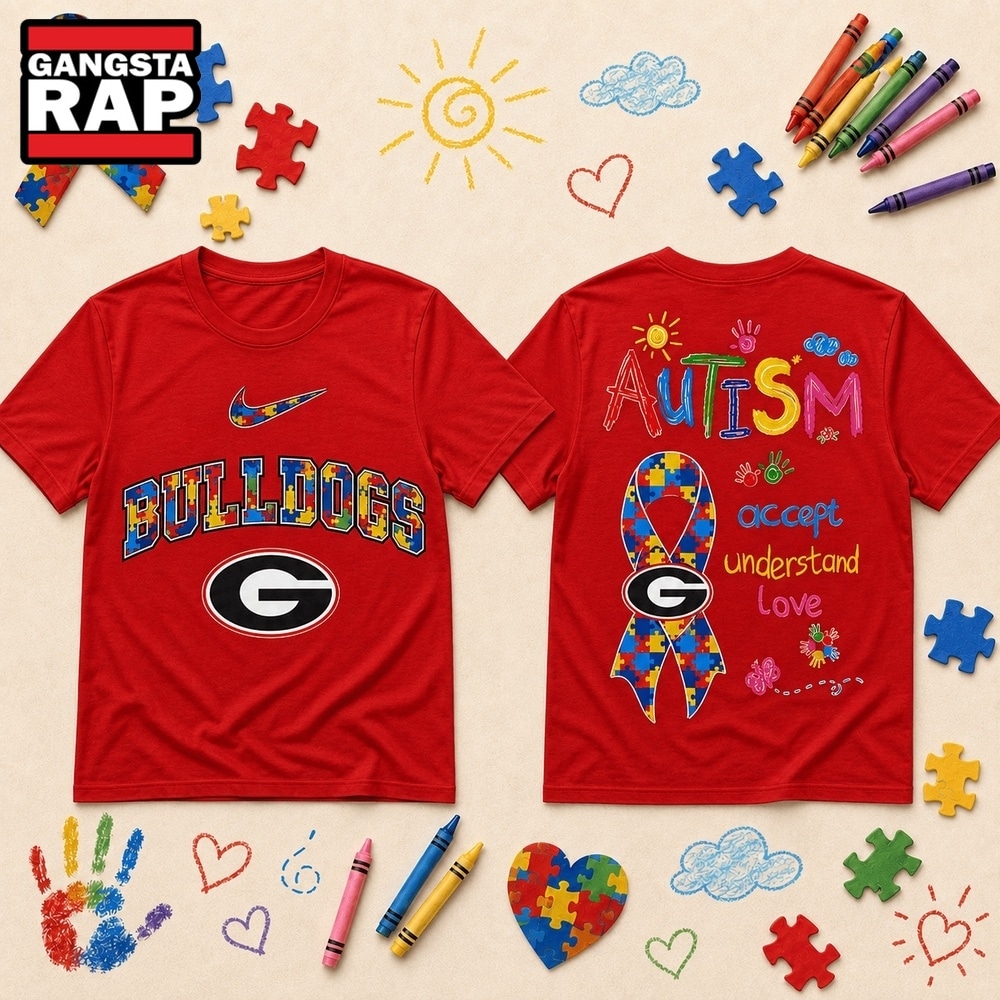 Georgia Bulldogs NCAA Autism Awareness Puzzle Ribbon T Shirt , NCAA 3D Shirt Georgia Bulldogs Ncaa Autism Awareness Puzzle Ribbon T Shirt
