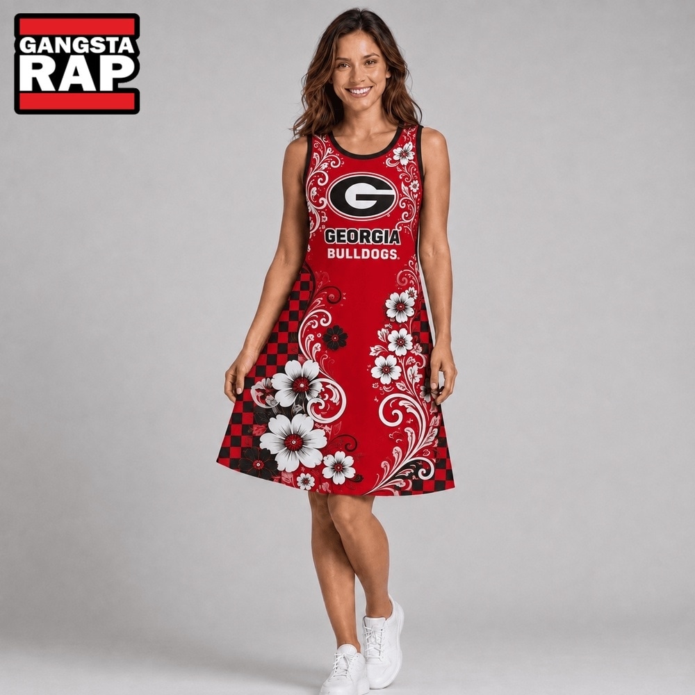Georgia Bulldogs NCAA Sporty Floral Elegance Women’s Sleeveless Dress, NCAA Women Dress Shirt Georgia Bulldogs Ncaa Sporty Floral Elegance Women S Sleeveless Dress
