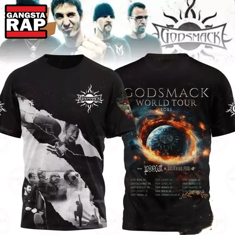 Godsmack World Tour 2025 AOP 3D T Shirt , Music Trending 3D Shirt Godsmack World Tour 2025 AOP 3D T Shirt , Music Trending 3D Shirt