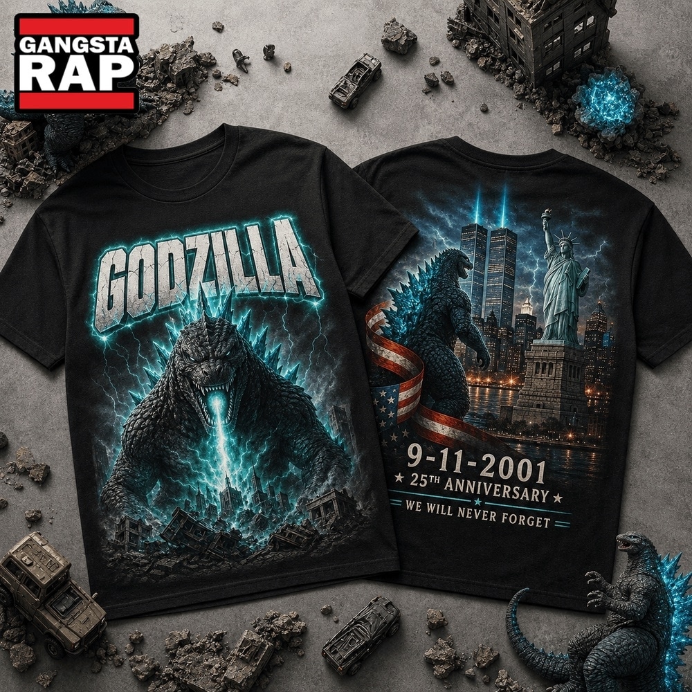 Godzilla 911 Memorial 25th Anniversary 3D Shirt , Trending 3D Music Shirt Godzilla 911 Memorial 25th Anniversary 3D Shirt