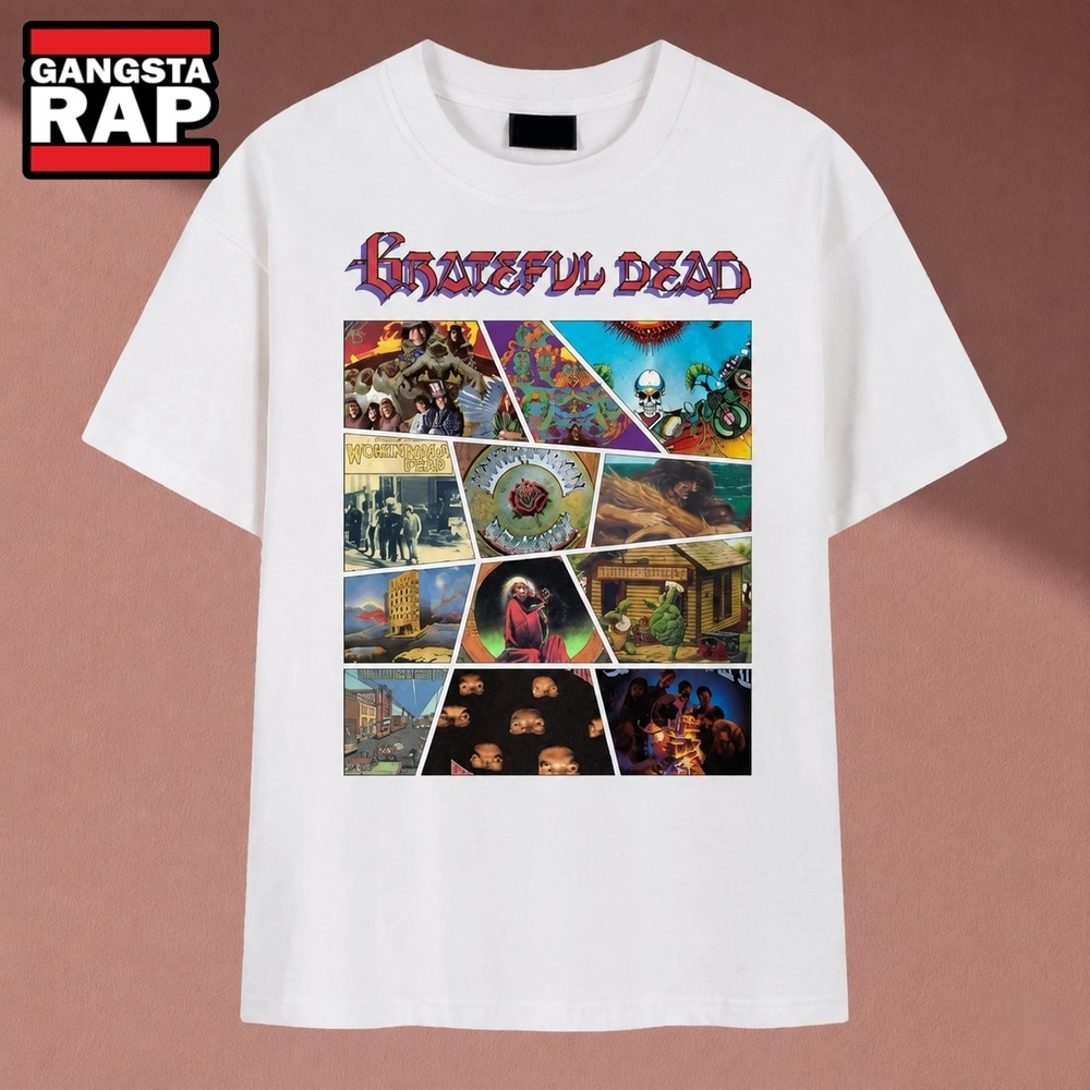 Grateful Dead Album Cover Collage Vintage Psychedelic Rock T Shirt , Music 2D Shirt Grateful Dead Album Cover Collage Vintage Psychedelic Rock T Shirt