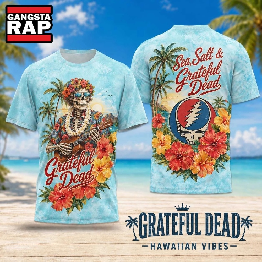 Grateful Dead Tropical Skull Ukulele Floral 2026 3D Shirt , Trending 3D Music Shirt Grateful Dead Tropical Skull Ukulele Floral 2026 3D Shirt