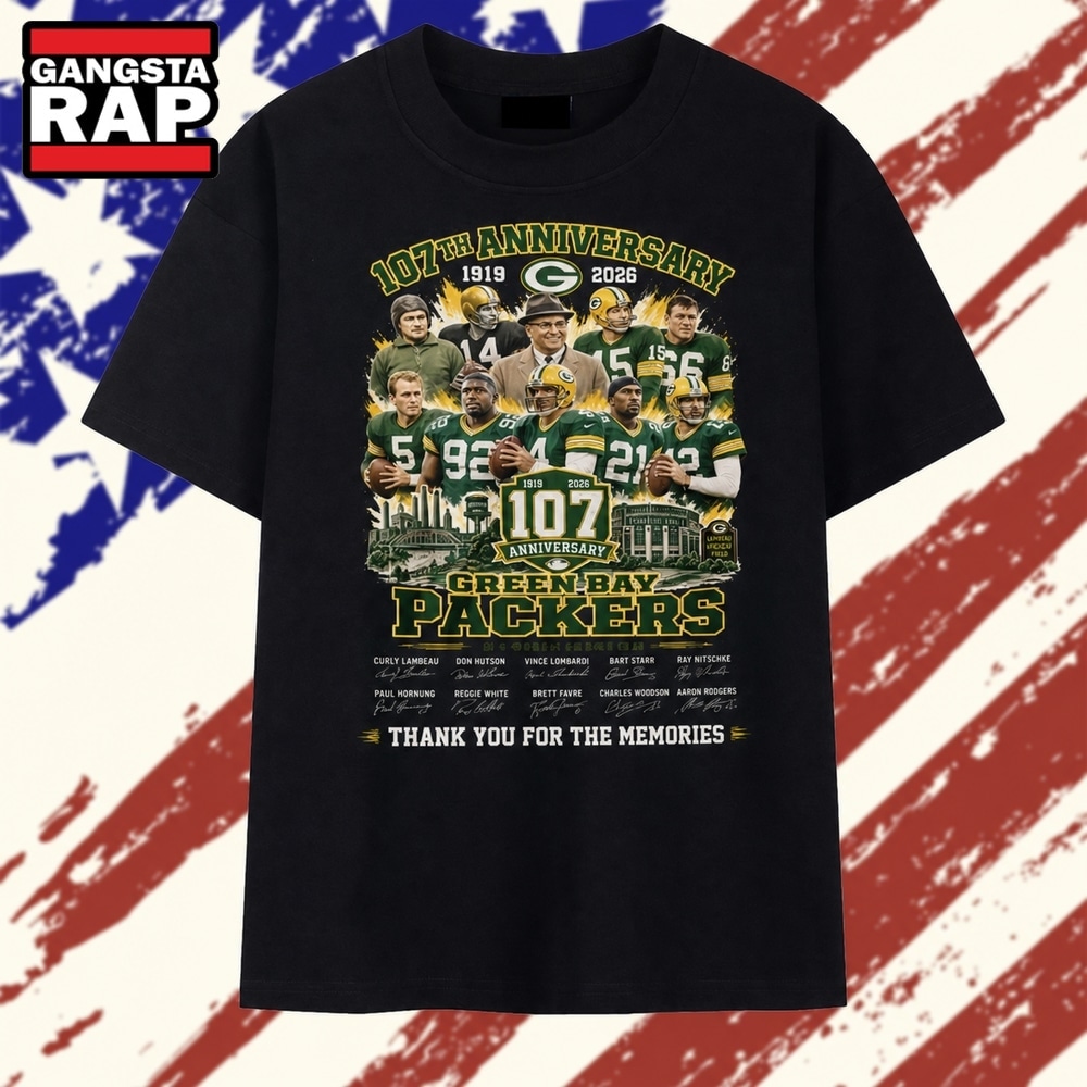Green Bay Packers 107th Anniversary 1919 2026 Signatures NFL T Shirt , Trending 2D Shirt Green Bay Packers 107th Anniversary 1919 2026 Signatures Nfl T Shirt