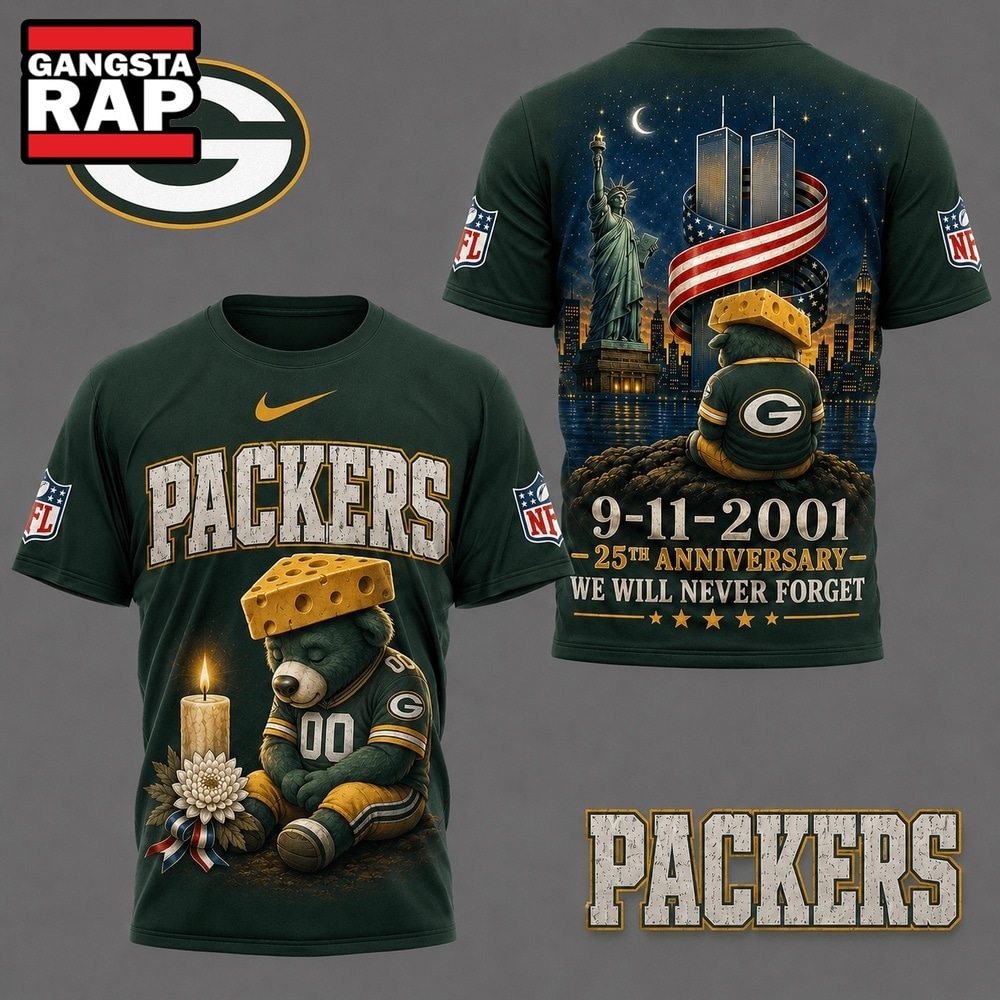 Green Bay Packers NFL 9 11 25th Anniversary Never Forget Memorial 3D T Shirt, Football New Design Shirt Green Bay Packers Nfl 9 11 25th Anniversary Never Forget Memorial 3D T Shirt