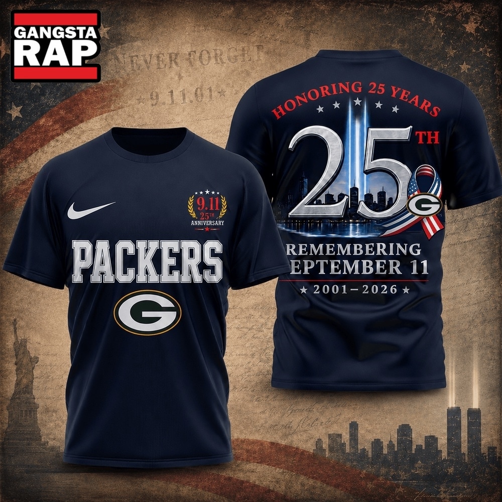 Green Bay Packers NFL Honoring 25 Years Remembering September 11 T Shirt, Football New Design Shirt Green Bay Packers Nfl Honoring 25 Years Remembering September 11 T Shirt