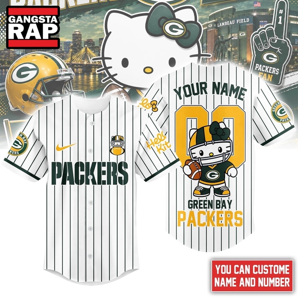 Green Bay Packers NFL Kitty Game Day Custom Baseball Jersey Shirt , NFL Baseball Jersey Green Bay Packers NFL Kitty Game Day Custom Baseball Jersey Shirt , NFL Baseball Jersey
