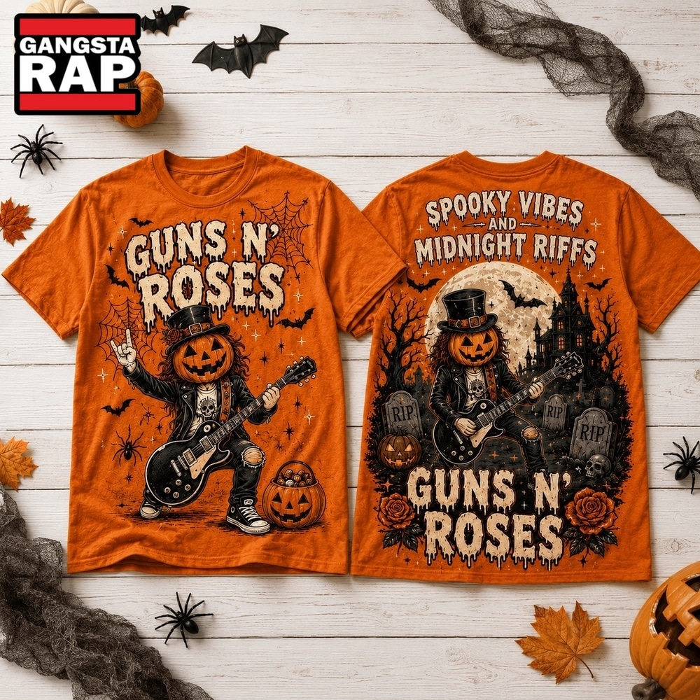 Guns N’ Roses Halloween Shirt, Spooky Vibes and Midnight Riffs 3D Shirt , Music Trending 3D Shirt Guns N Roses Halloween Shirt Spooky Vibes And Midnight Riffs 3D Shirt