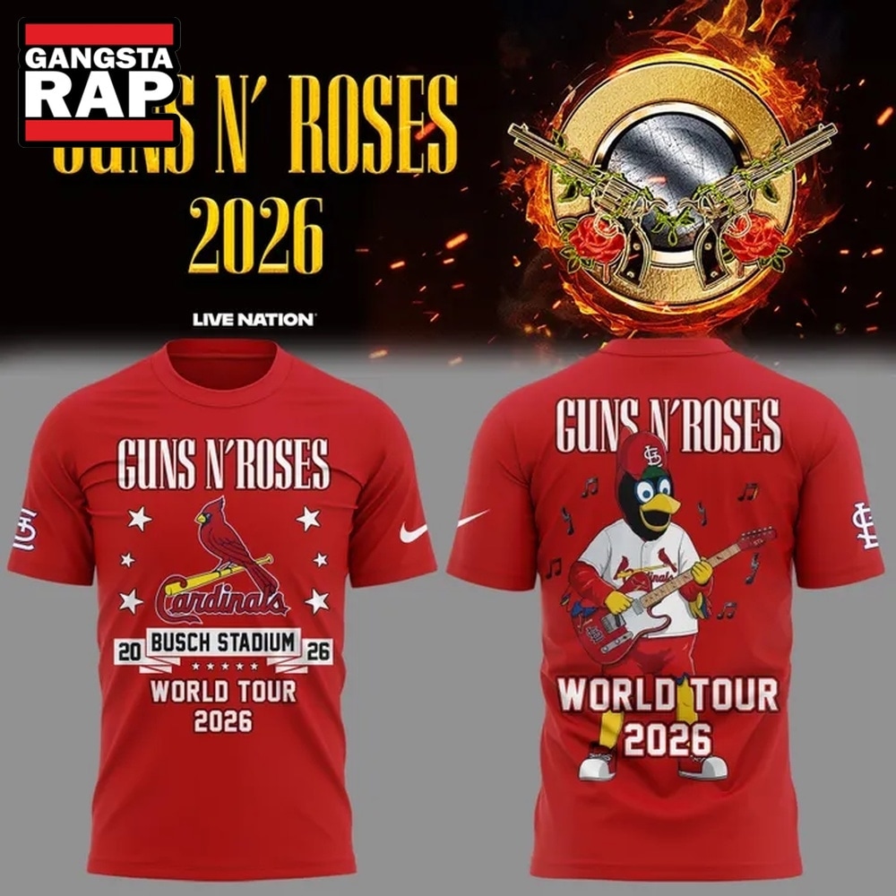 Guns N' Roses x St. Louis Cardinals World Tour 2026 Mascot New 3D Shirt , Trending 3D Music Shirt Guns N' Roses x St. Louis Cardinals World Tour 2026 Mascot New 3D Shirt , Trending 3D Music Shirt