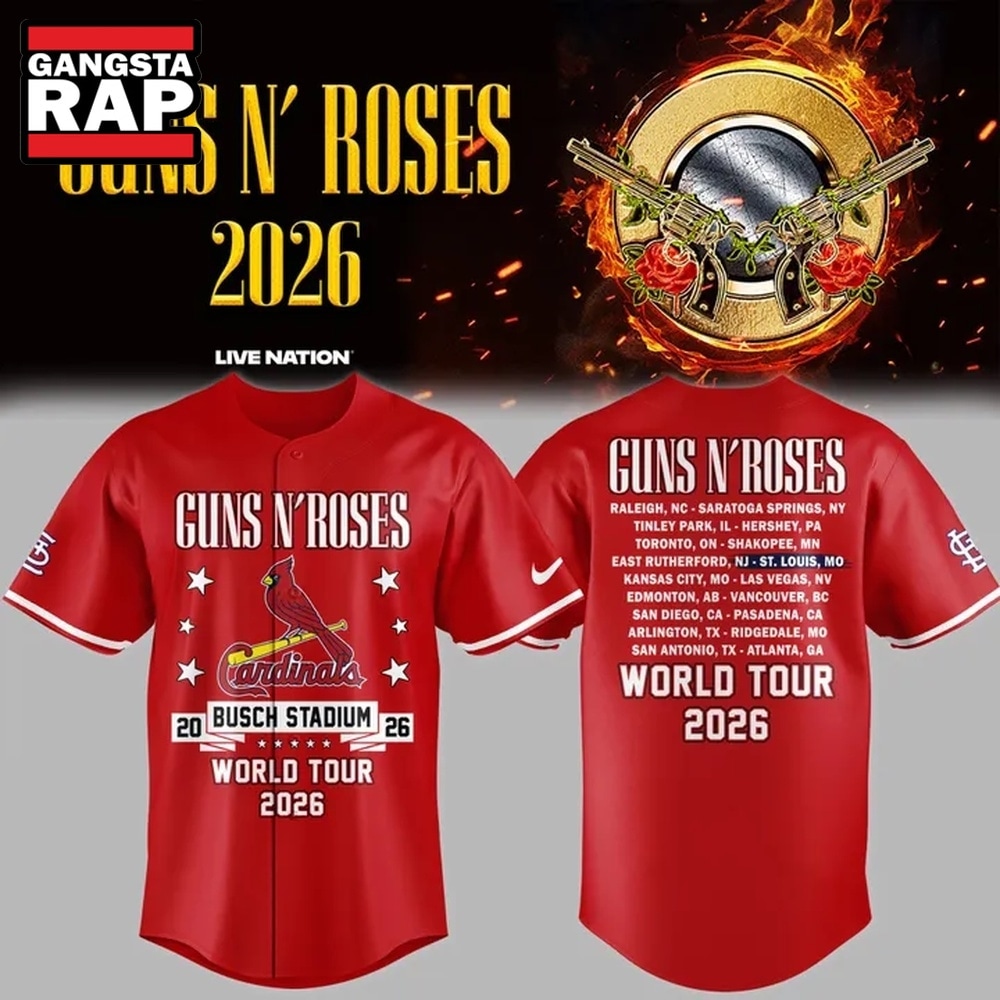Guns N' Roses x St. Louis Cardinals World Tour 2026 Red Baseball Jersey, Trending Music Jersey Guns N' Roses x St. Louis Cardinals World Tour 2026 Red Baseball Jersey, Trending Music Jersey
