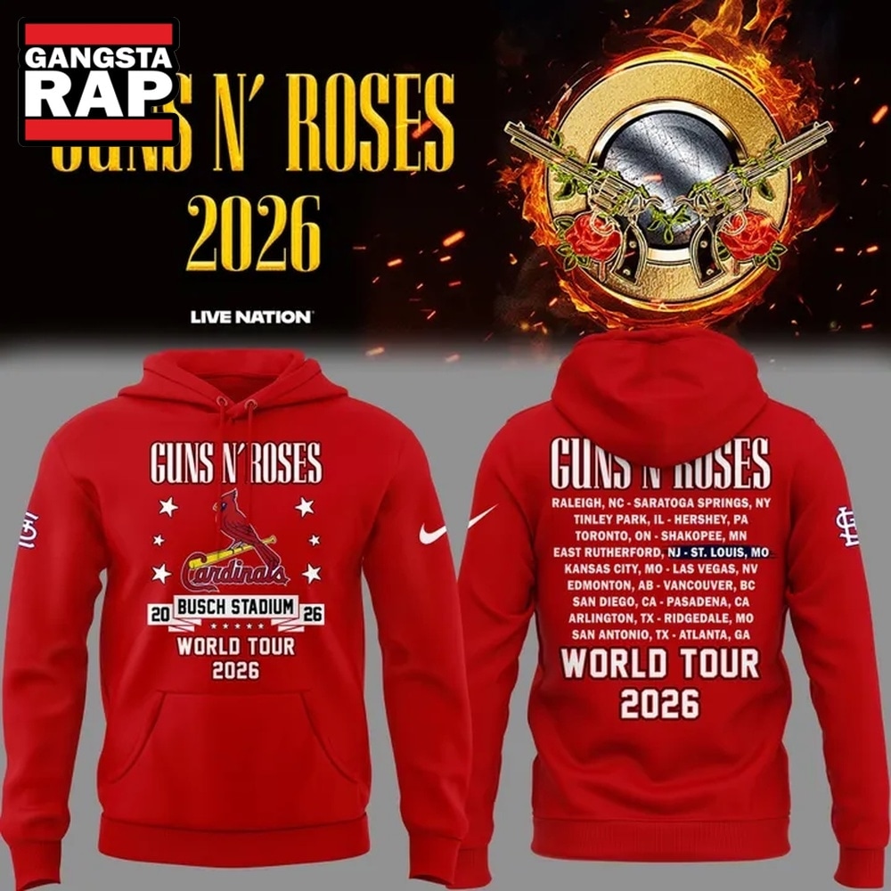 Guns N' Roses x St. Louis Cardinals World Tour 2026 Red Hoodie , Trending 3D Music Shirt Guns N' Roses x St. Louis Cardinals World Tour 2026 Red Hoodie , Trending 3D Music Shirt