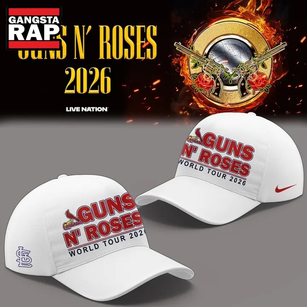 Guns N' Roses x St. Louis Cardinals World Tour 2026 White Cap, Trendy Music Baseball Cap Guns N' Roses x St. Louis Cardinals World Tour 2026 White Cap, Trendy Music Baseball Cap