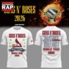 Guns N' Roses x St. Louis Cardinals World Tour 2026 White T Shirt , Trending 3D Music Shirt Guns N Roses X ST Louis Cardinals World Tour 2026 White T Shirt