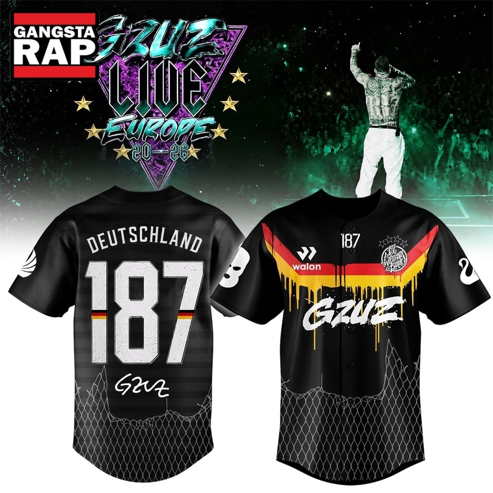 GZUZ LIVE EUROPE TOUR 2026 Signed Baseball Jersey, Trending Music Jersey GZUZ LIVE EUROPE TOUR 2026 Signed Baseball Jersey, Trending Music Jersey